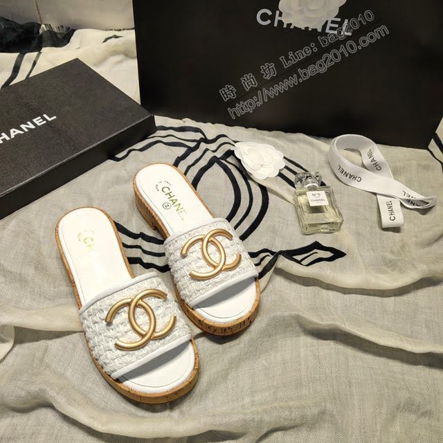 Chanel女鞋 香奈兒2020ss春夏新品 小香蜜兒一字logo拖鞋  naq1224